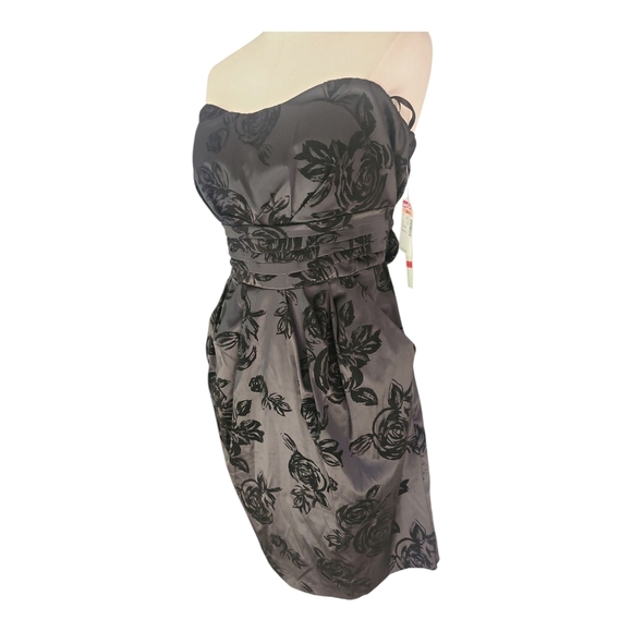 Deb Strapless Black Floral Jacquard Cocktail Dress Size 14 NWT - Picture 6 of 10